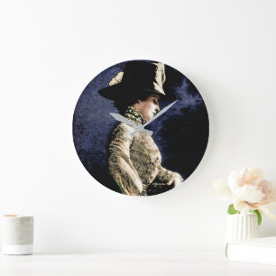 Sad Vintage Victorian Woman with Feather Hat Large Clock