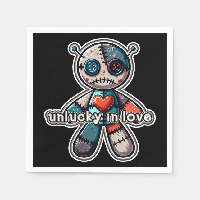 Sad VOODOO Doll Bear UNLUCKY in LOVE Napkins (Front)