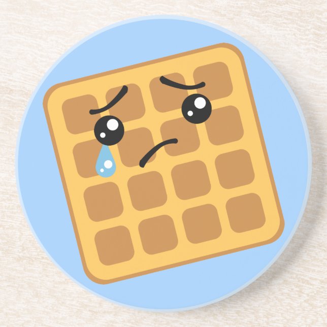 Sad Waffle Sandstone Coaster (Front)