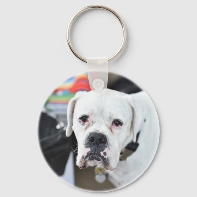 Sad White Boxer Keychain (Front)