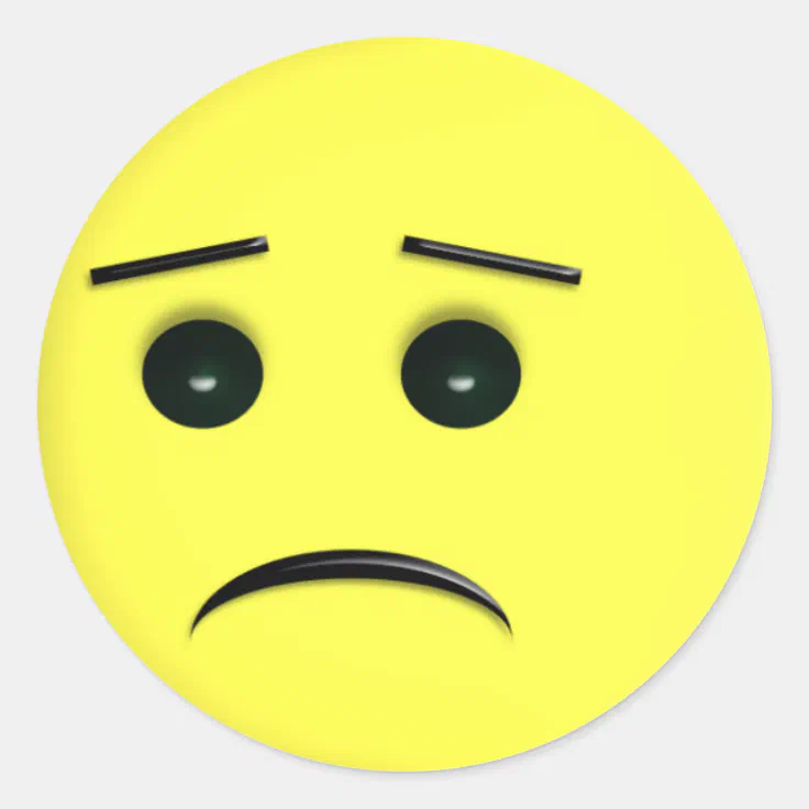Sad Yellow Face Sicker Classic Round Sticker Zazzle