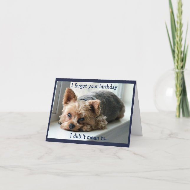 Sad Yorkie Belated Birthday Card (Front)