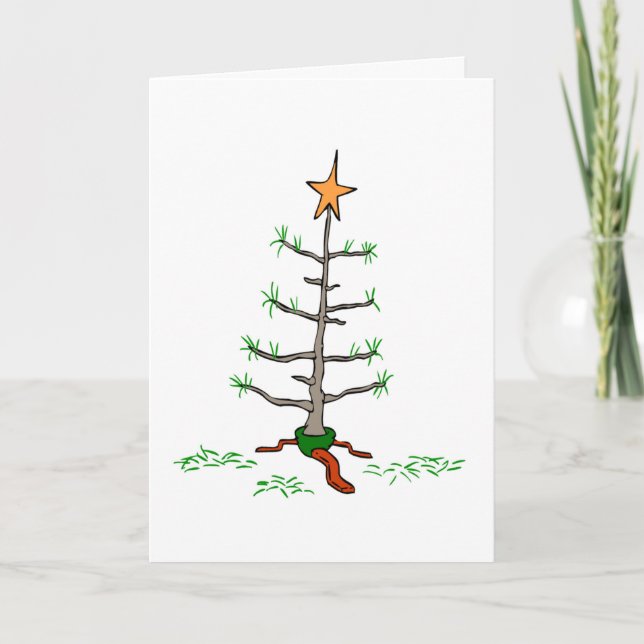 Saddest Christmas Tree Ever Holidays Humor Xmas Holiday Card (Front)