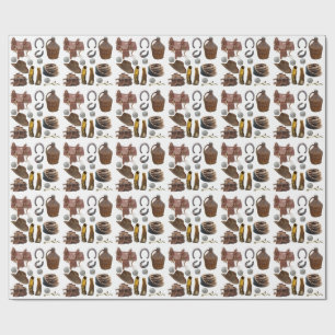 Saddle Boots HORSE SHOES cowboy clipART Wrapping Paper