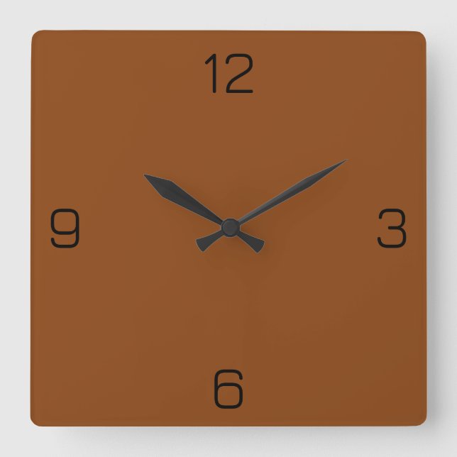 Saddle Brown 8B4513 Color - Option to Add Name Square Wall Clock (Front)