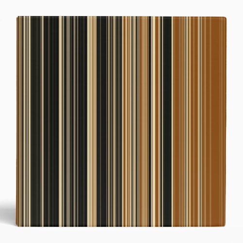 Saddle Brown and Black Striped Pattern 3 Ring Binder