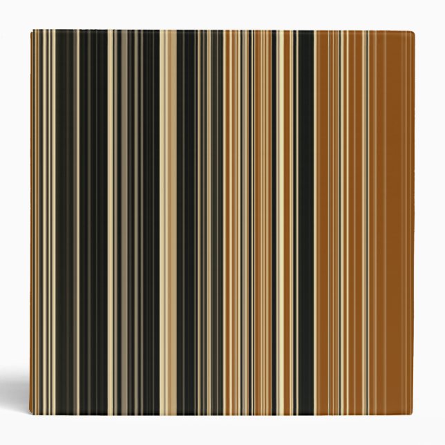 Saddle Brown and Black Striped Pattern 3 Ring Binder (Front)