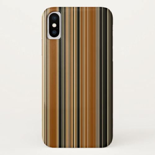 Saddle Brown and Black Striped Pattern iPhone X Case