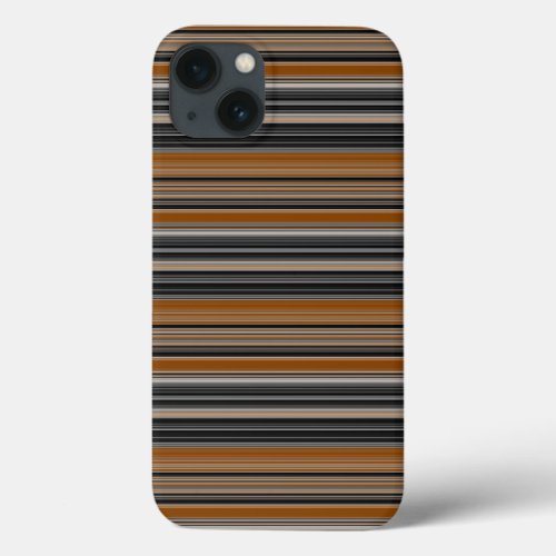 Saddle Brown and Black Striped Pattern iPhone 13 Case