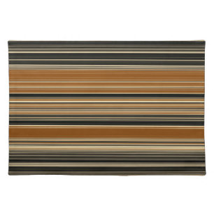 Saddle Brown and Black Striped Pattern Cloth Placemat