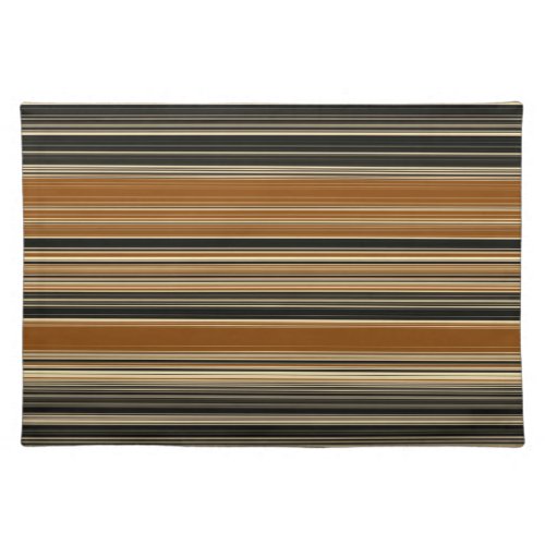 Saddle Brown and Black Striped Pattern Cloth Placemat