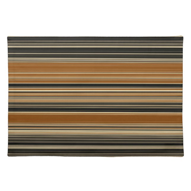 Saddle Brown and Black Striped Pattern Cloth Placemat (Front)