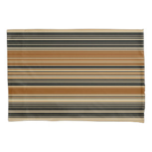 Saddle Brown and Black Striped Pattern Pillow Case