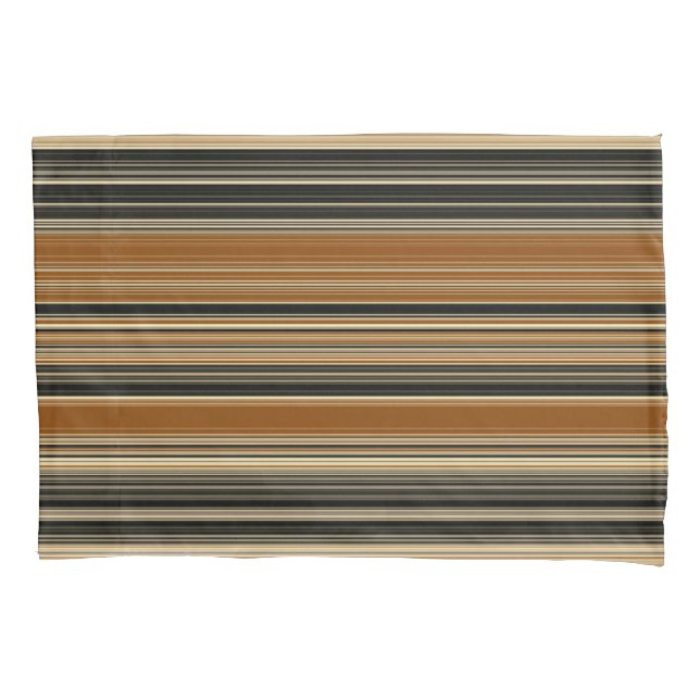 Saddle Brown and Black Striped Pattern Pillow Case (Front)