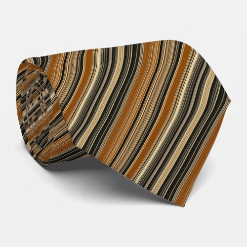 Saddle Brown and Black Striped Pattern Tie