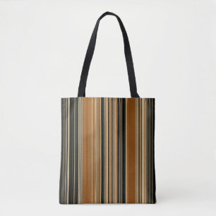 Saddle Brown and Black Striped Pattern Tote Bag
