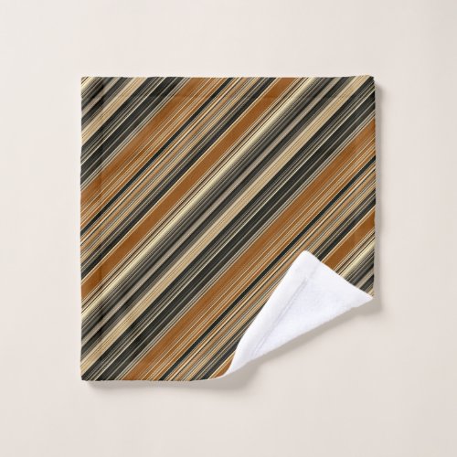 Saddle Brown and Black Striped Pattern Wash Cloth