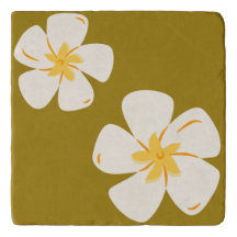 Saddle Brown, White Orchid Trivet