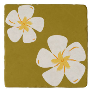 Saddle Brown, White Orchid Trivet