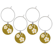 Saddle Brown, White Orchid Wine Charm