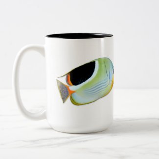 Saddle Butterflyfish mug, Chaetodon ephippium Two-Tone Coffee Mug