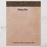 Saddle Leather Letterhead<br><div class="desc">A complete set to start your business brand. For a more rugged look a digital image of tooled saddle leather at the top. A softer leather with stitching.  This is a digital image and not actual leather.</div>