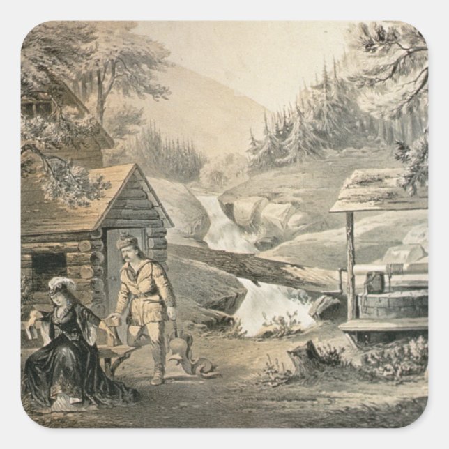 'Saddle Mending', Poster for 'Davy Crockett' starr Square Sticker (Front)