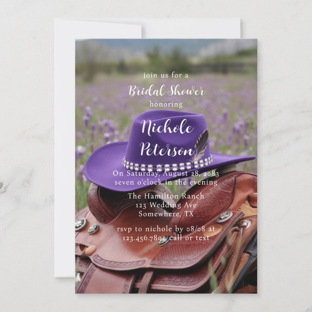 Saddle on the Fence with Hat Bridal Shower Invitation (Front)