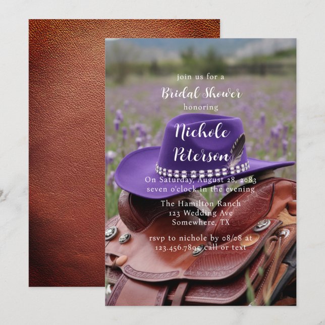 Saddle on the Fence with Hat Bridal Shower Invitation (Front/Back)