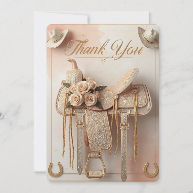 Saddle & Sparkle – Western Wedding Thank-You Card (Front)