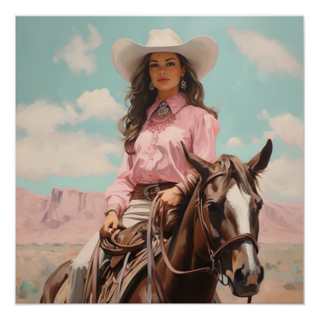 Saddle Stitched Dreams: Cowgirl Wall Art (Front)
