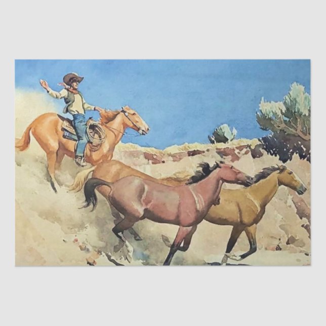 “Saddle Stock” Western Art by Maynard Dixon Tissue Paper (Front)