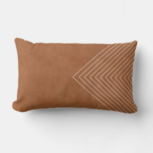 Saddle Tan and White Squares Lumbar Pillow