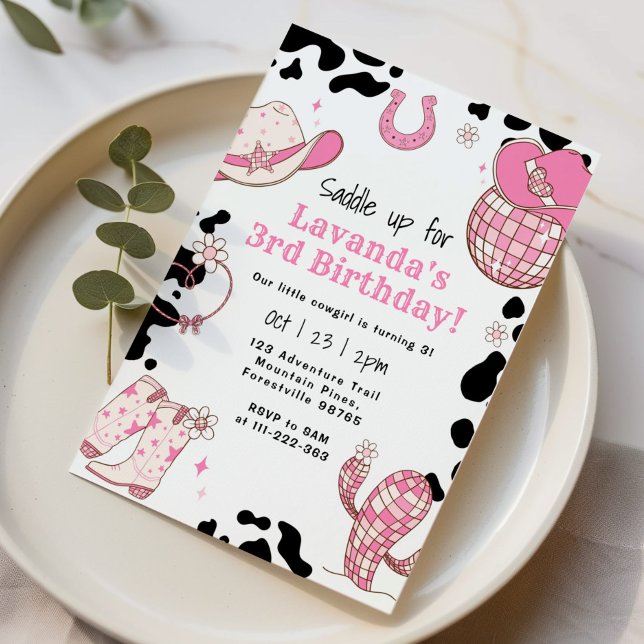 Saddle up 3rd Birthday party girl rodeo Invitation (Creator Uploaded)