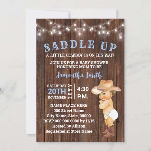 Saddle Up a Little Cowboy is his Way Baby Shower I Invitation
