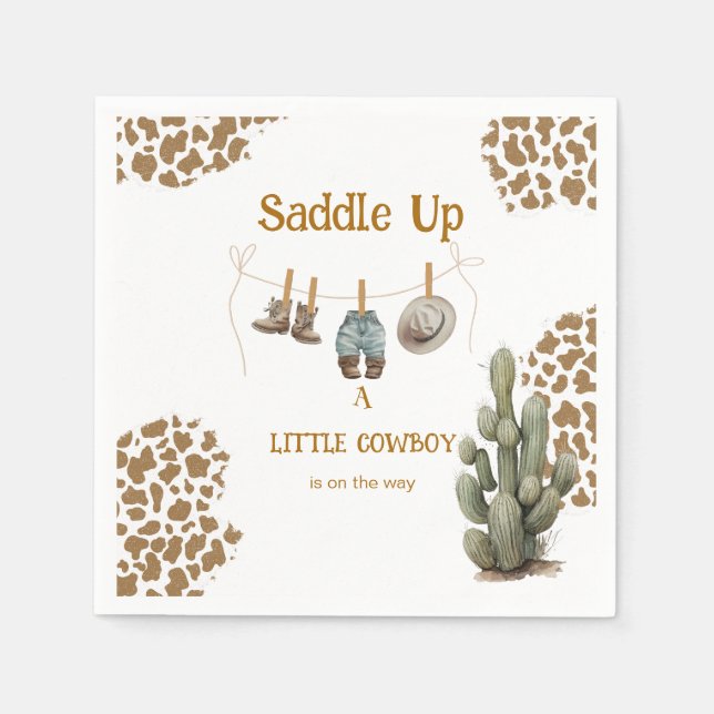 Saddle Up a Little Cowboy is on the way Baby  Napkins (Front)