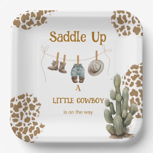 Saddle Up a Little Cowboy is on the way Baby  Paper Plates