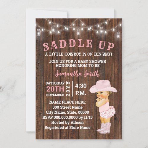 Saddle Up a Little Cowgirl is her Way Baby Shower Invitation