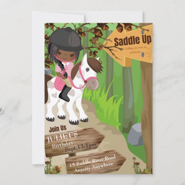 Saddle Up Birthday Invitation (Girl) (Front)