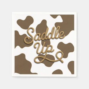 Saddle Up Brown Cow Country Western Rodeo Party Napkins