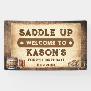 Saddle Up Country Western Cowboy Banner by YourMainEvent at Zazzle
