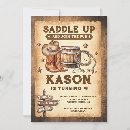 Saddle Up Country Western Cowboy Invitation
