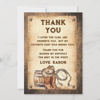 Saddle Up Country Western Cowboy  Thank You Card by YourMainEvent at Zazzle
