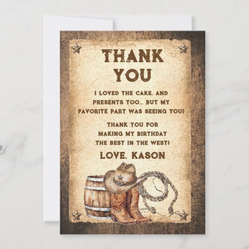 Saddle Up Country Western Cowboy  Thank You Card