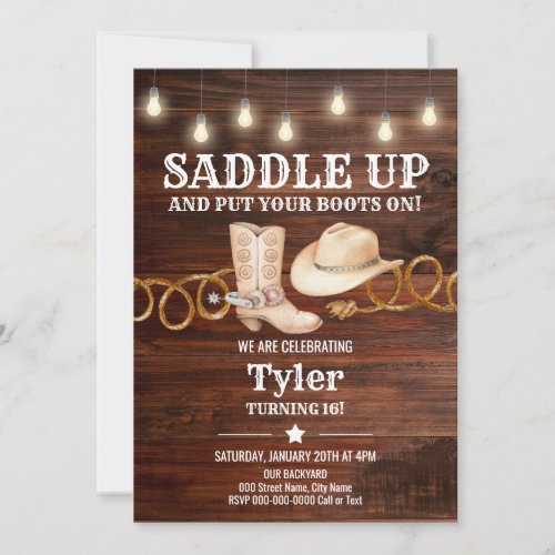 Saddle Up Cowboy and Western Birthday Party Invitation