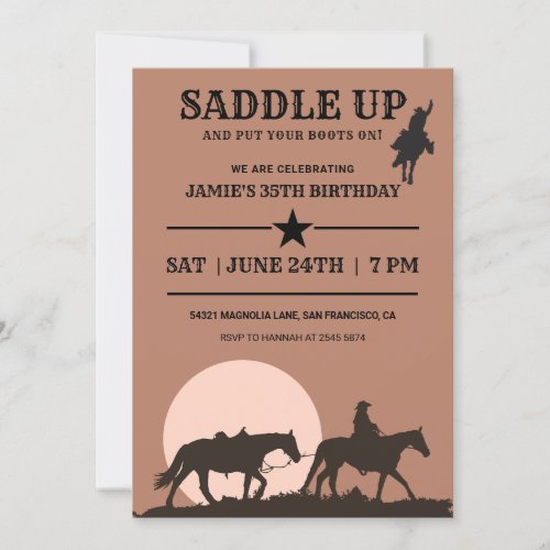 Saddle Up Cowboy Birthday Invitation