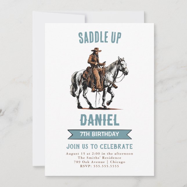 Saddle Up Cowboy Birthday Invitation (Front)