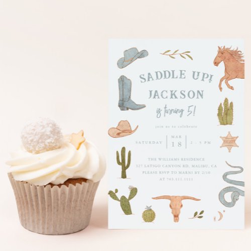 Saddle Up Cowboy Boy Birthday Party Invitation