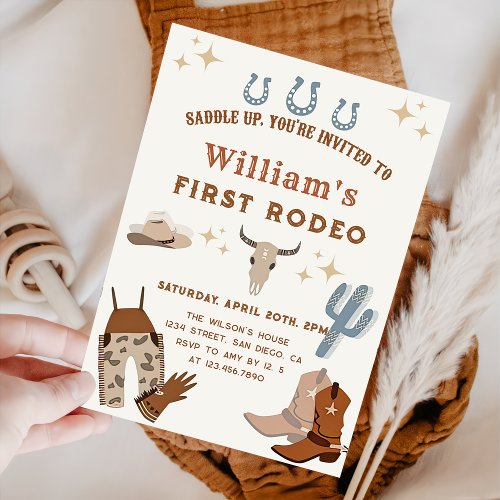 Saddle Up Cowboy Wild West Rodeo Birthday Invitation