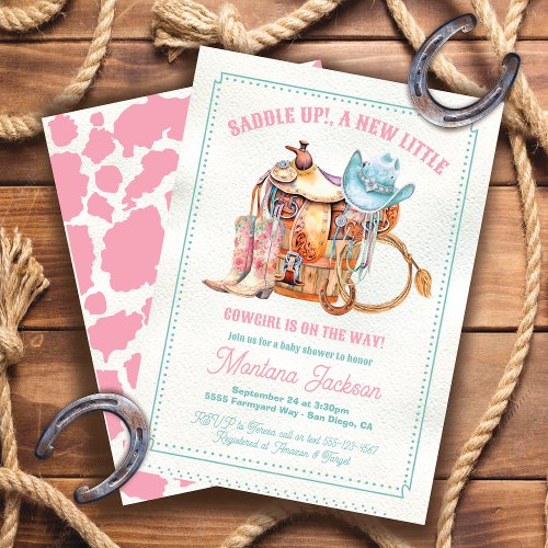 Saddle up cowgirl baby shower invitation